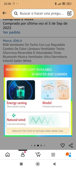 Ventilador Techo RGB JDALX Bluetooth