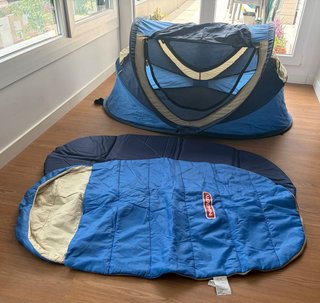 Cuna de viaje plegable azul