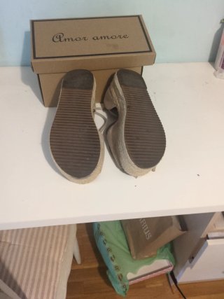 Sandalias cuña esparto beige