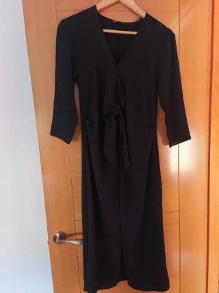 Vestido Zara Negro Manga 3/4