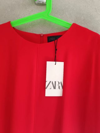 Vestido Zara Crepe Rojo Talla M