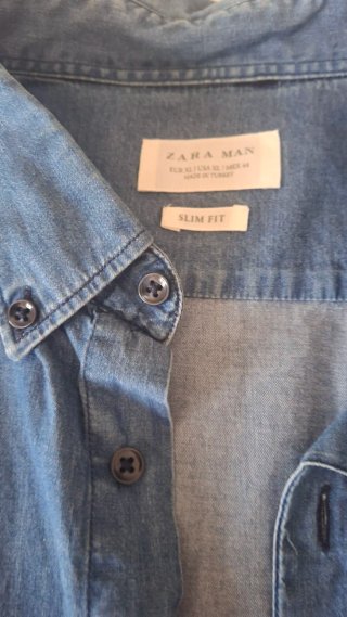 Camisa Zara Slim Fit Azul Talla M