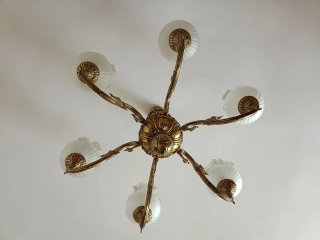 Lámpara clásica metal dorado y cristal