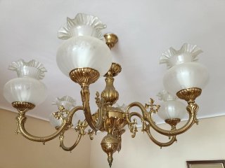Lámpara clásica metal dorado y cristal
