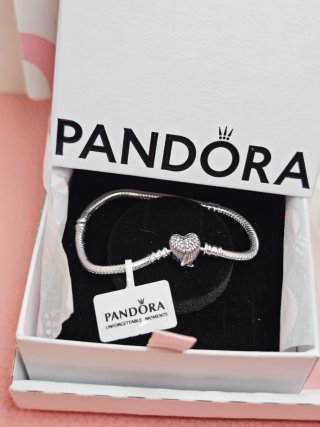 Pulsera 17 Pandora Corazón Alas Plata
