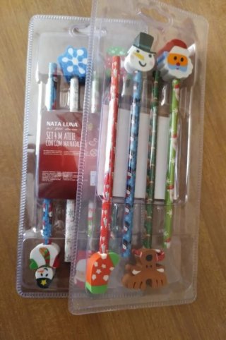 Lotto 8 matite Natale complete di gomma