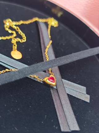 Collar TOUS Corazón Rojo Acero Dorado