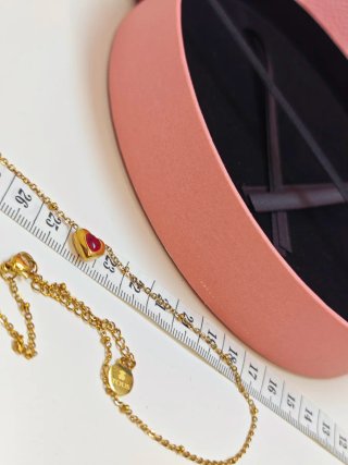 Collar TOUS Corazón Rojo Acero Dorado