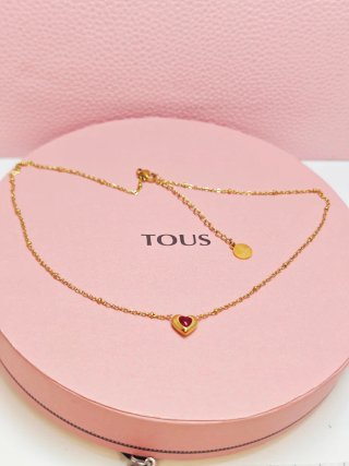Collar TOUS Corazón Rojo Acero Dorado