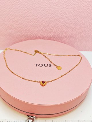 Collar TOUS Corazón Rojo Acero Dorado