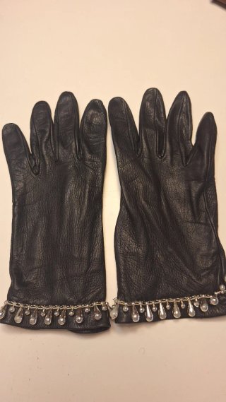 Guantes de piel negros para mujer