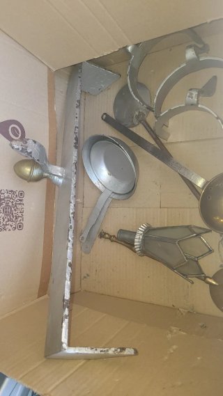 Accesorios para chimenea metal dorado y gris