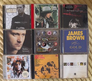 Lote 9 CDs: Clapton, Bob Dylan, James Brown, Genes