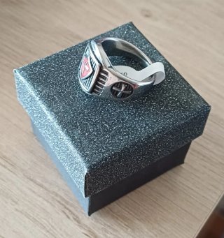 Anillo Caballero Templario Cruz Roja