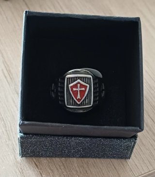 Anillo Caballero Templario Cruz Roja