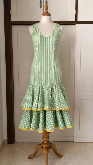Vestido Flamenco Verde y Amarillo