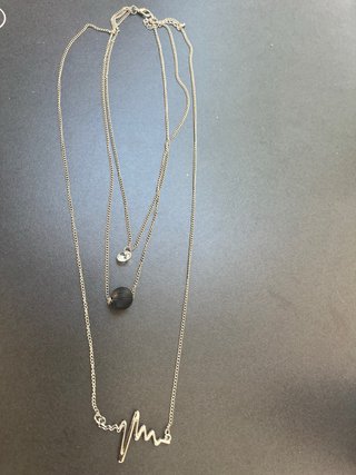 Collar 3 cadenas latido plateado