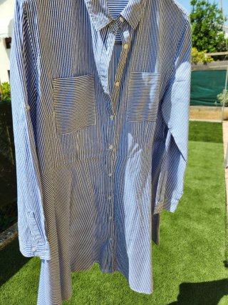 Abito cotone righe blu/bianco