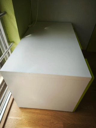 Cajón baúl infantil madera verde y blanco