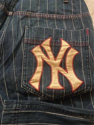 Jorts Denim Bermuda NY Yankees Vintage Majestic Y2