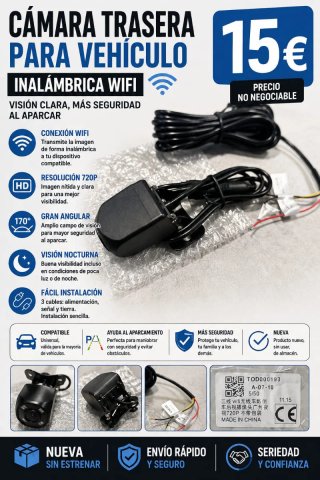 Cámara Trasera Coche WiFi 720P Visión Nocturna