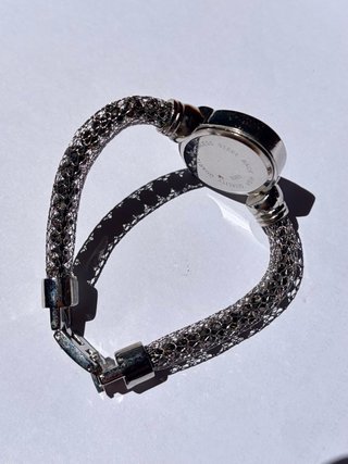 Reloj Joya Cuarzo Negro y Plateado