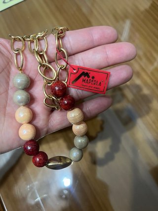 Collar Majorica Dorado y Rojo