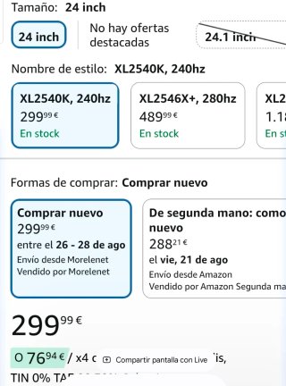 240hz/ BenQ ZOWIE XL2540K 24 pulgadas monitor