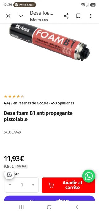 Bote Espuma Poliuretano FOAM B1 Desa