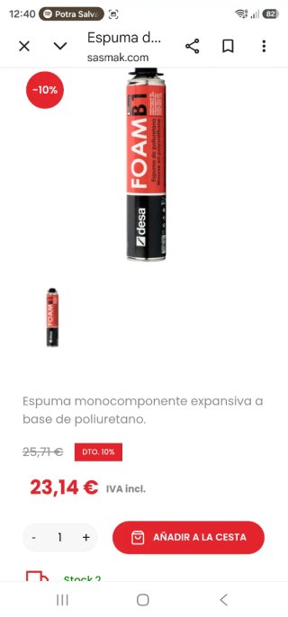 Bote Espuma Poliuretano FOAM B1 Desa