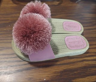 Sandalias niña pompón rosa