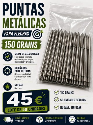 Puntas Metálicas para Flechas 150 Grains (50 Unida