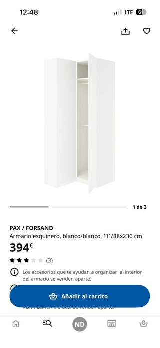 Armario esquinero PAX Ikea blanco