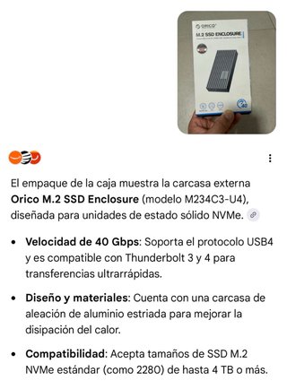 Carcasa Externa Orico M.2 SSD NVMe Aluminio