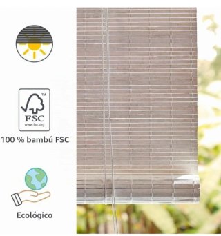 2 Estores Enrollables Madera Blanca