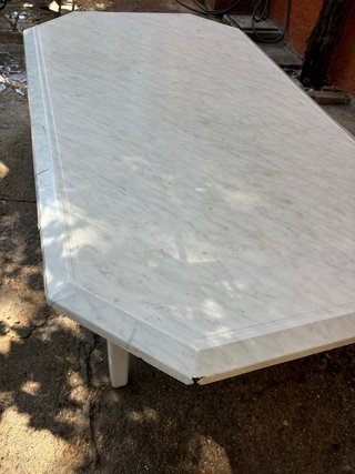 Mesa de jardín piedra blanca