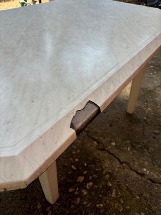 Mesa de jardín piedra blanca