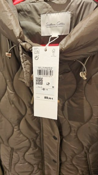 Abrigo Southern Cotton verde acolchado mujer