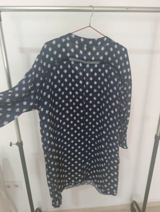 Vestido Cortefiel azul con lunares blancos Talla M