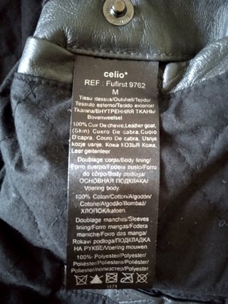 Cazadora de cuero negro, aviador, Celio, Talla M