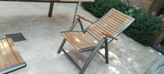 Mesa y 4 Sillas Jardín Madera y Aluminio
