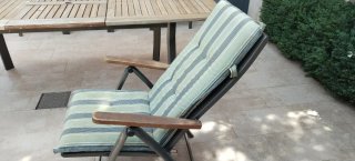 Mesa y 4 Sillas Jardín Madera y Aluminio