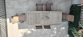 Mesa y 4 Sillas Jardín Madera y Aluminio