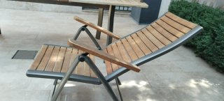 Mesa y 4 Sillas Jardín Madera y Aluminio