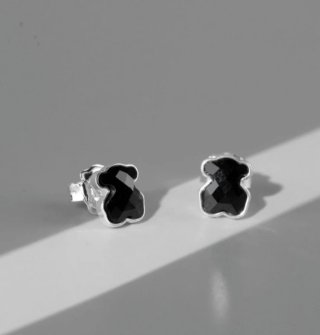 Pendientes Tous Oso Plata y Ónix