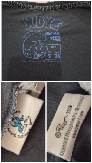 T-shirt Brontolo Puffi  vintage 2009 tgS/36 grigio