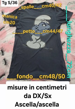 T-shirt Brontolo Puffi  vintage 2009 tgS/36 grigio