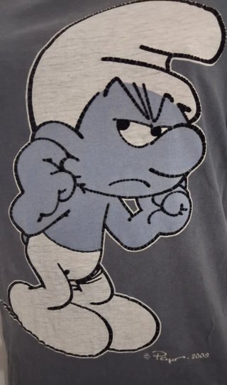 T-shirt Brontolo Puffi  vintage 2009 tgS/36 grigio