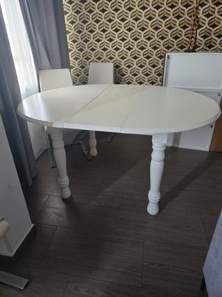 Mesa comedor extensible madera blanca