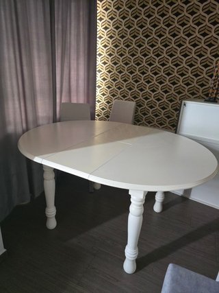 Mesa comedor extensible madera blanca